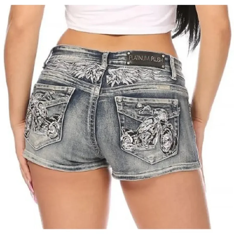 Bus Stop Women's Bling Motorcycle Shorts