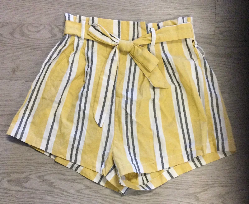 Yellow Paper Bag Shorts w/Stripes