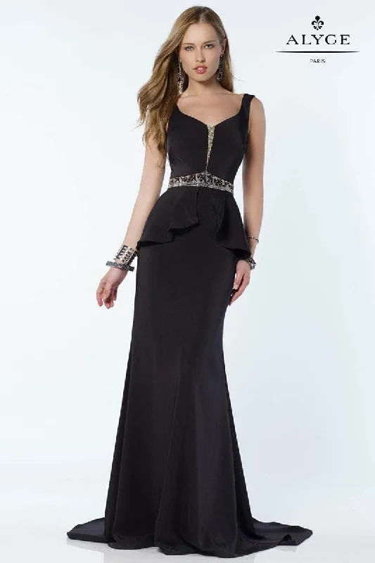 Alyce Paris 2613 - Plunging Beaded Waist Evening Dress Tunics Stylish elegant