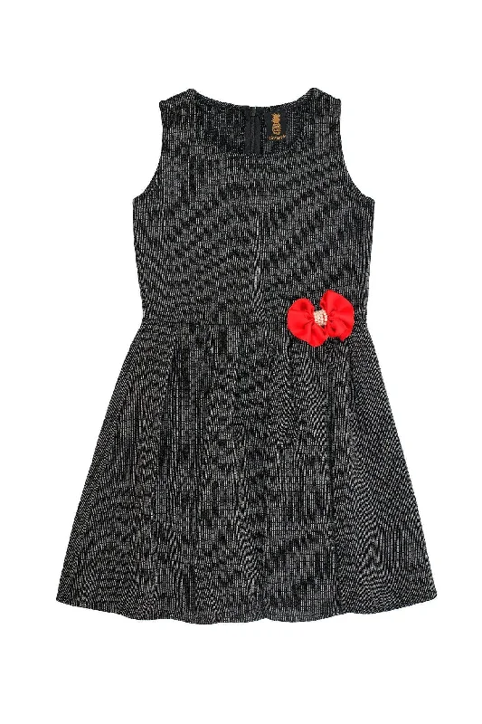 Black Grey Sleeveless Skater Fit & Flare Classy Party Dress - Girls Tunics Short Trendy Black Grey Sleeveless Skater Fit & Flare Classy Party Dress - Girls Tunics Short Trendy