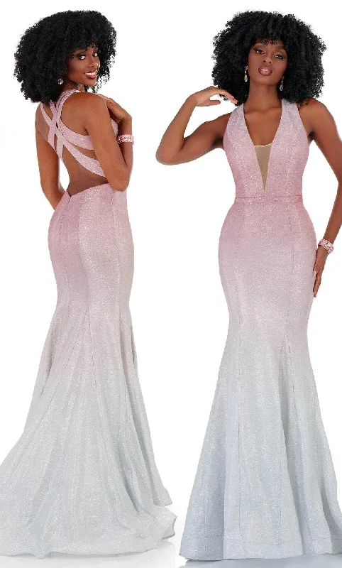 Cecilia Couture 2185 - Plunging V-Neck Crisscross Back Evening Dress Tunics Fashionable trendy