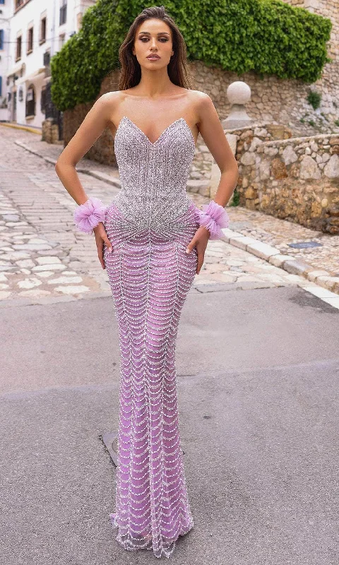 Chic and Holland HF110317 - V-Neck Beaded Ornate Evening Dress Sequined Elegant Party Chic and Holland HF110317 - V-Neck Beaded Ornate Evening Dress Sequined Elegant Party