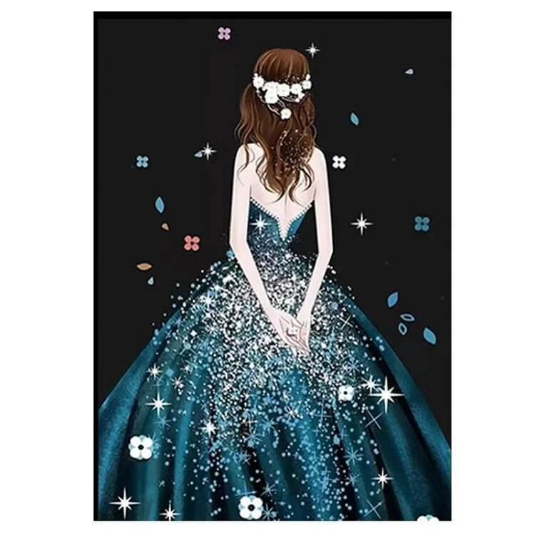 Diamond Painting - Full Round / Square - Girl In Evening Dress Tunics Fall fleece