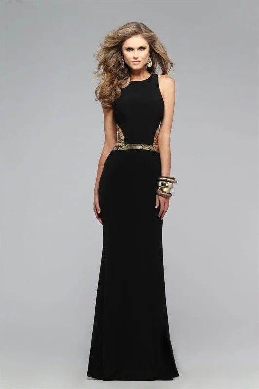 Faviana - Strappy Scoop Evening Dress with Side Cutouts 7734 Tunics Cozy comfortable
