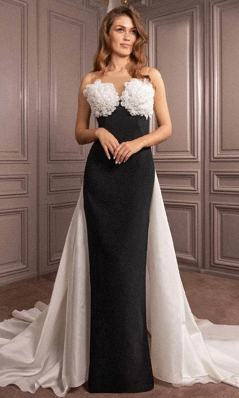 Gatti Nolli Couture GA-7071 - Petal Detailed Evening Dress High-Low Hemline Casual