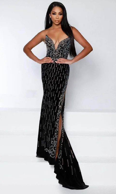 Johnathan Kayne 2944 - Rhinestone Appliqued Strapless Evening Dress Crew Neckline Sporty Johnathan Kayne 2944 - Rhinestone Appliqued Strapless Evening Dress Crew Neckline Sporty