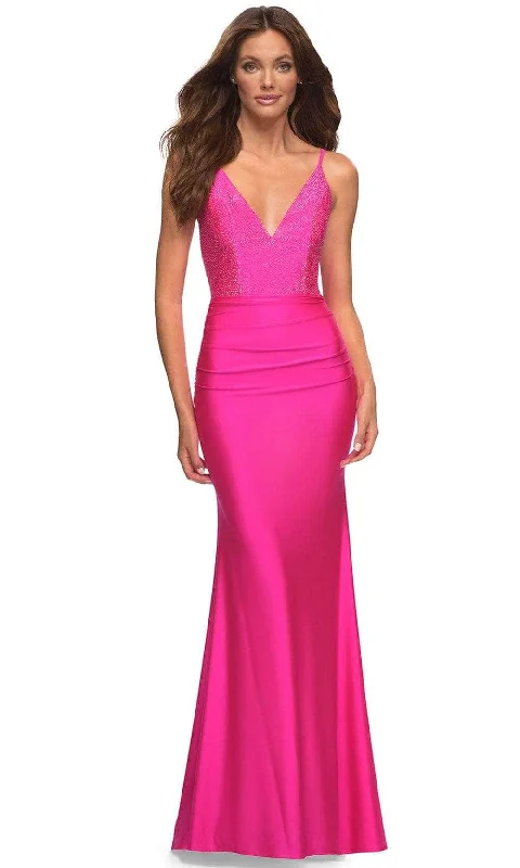 La Femme 30601 - Fitted Rhinestone Embellished Evening Dress Tunics Stylish modern