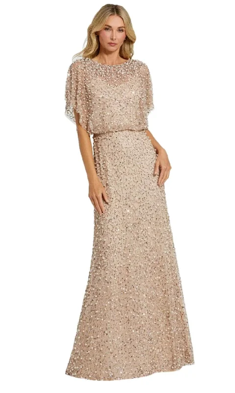 Mac Duggal 14523 - Beaded Mesh Evening Dress Turtleneck Neckline Stylish