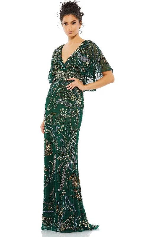 Mac Duggal 5239 - Cape Sleeve V-Neck Evening Dress Tunics Designer luxury