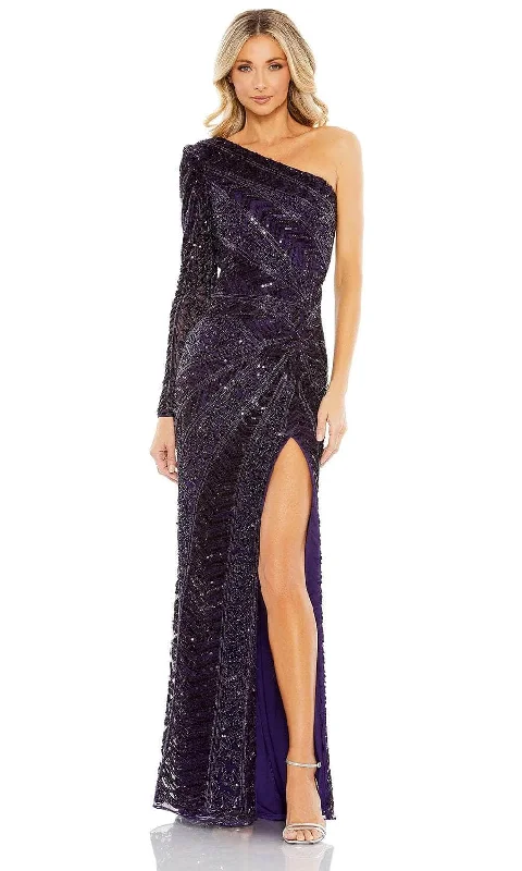 Mac Duggal 5649 - Long Sleeve Evening Dress Glittery Long Formal