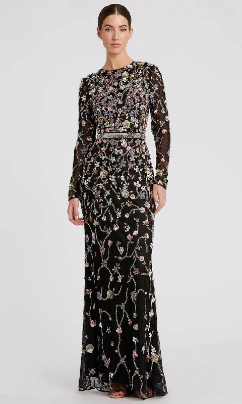 Mac Duggal 6135 - Floral Embellished Long Sleeve Evening Dress Bodycon Fitted Nightout