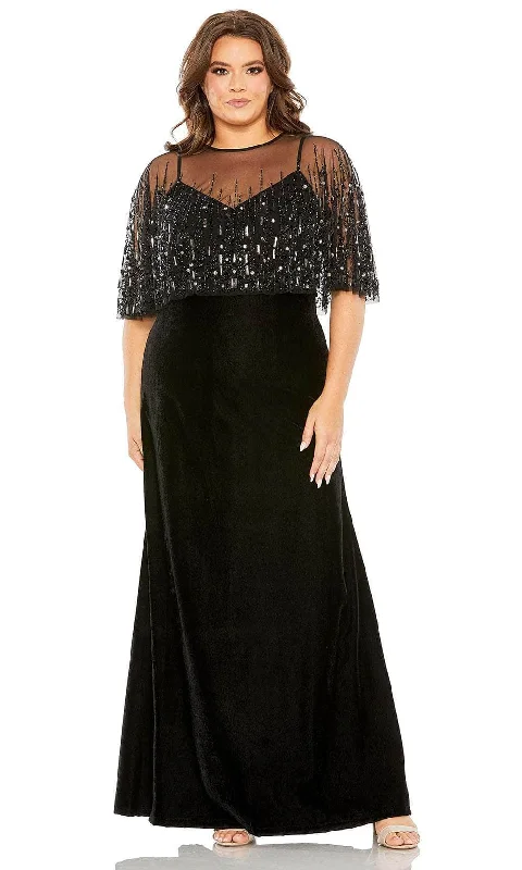 Mac Duggal 9228 - Cape Sleeve Rhinestone Embellished Evening Dress Off-the-shoulder Bohemian Festive