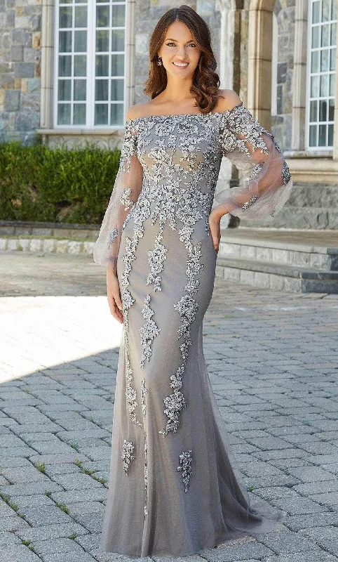 MGNY By Mori Lee 72734SC - Laced Straight Across Evening Dress Tunics Short Trendy