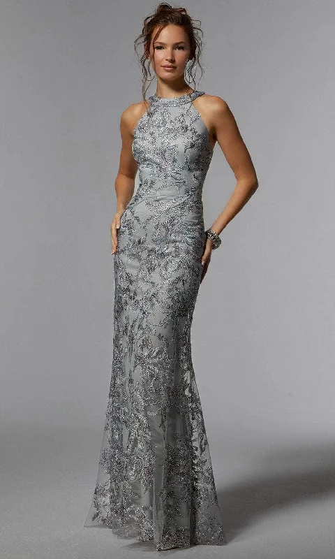 MGNY by Mori Lee 72939 - Halter Sheath Evening Dress Tunics Bridal satin