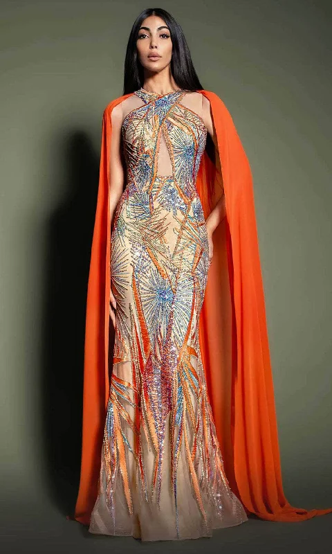 MNM Couture K4186 - Caped Halter Evening Dress Tunics Practical durable