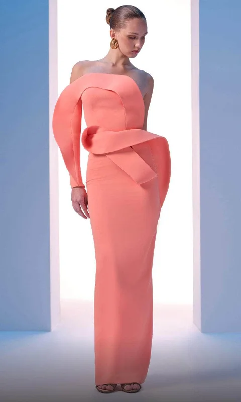 MNM Couture N0618 - Draped Asymmetrical Evening Dress Tunics Office stylish