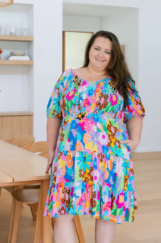 Peri Party Dress in Floral Fancy by Kasey Rainbow A-Line Day Work