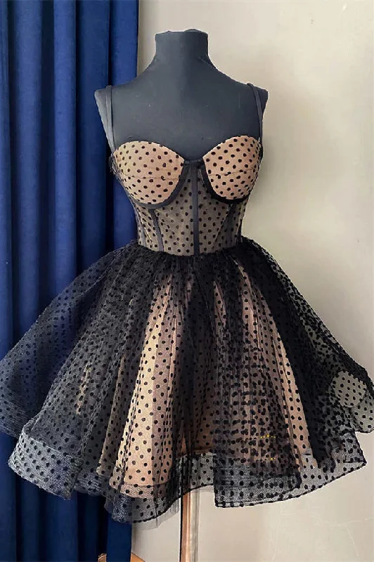 Sexy Black Polka Dots Short Party Dress Tunics Practical durable