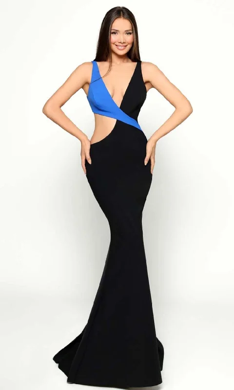 Tarik Ediz - 51188 Fitted Plunging V-Neck Evening Dress Mermaid Tail Wedding