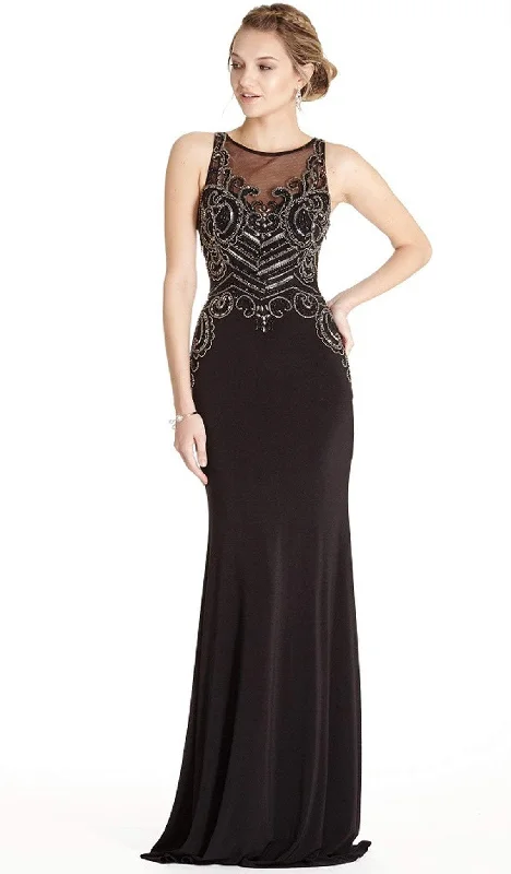 Trevi Collection - Embellished Halter Sheath Evening Dress Tunics Trendy modern