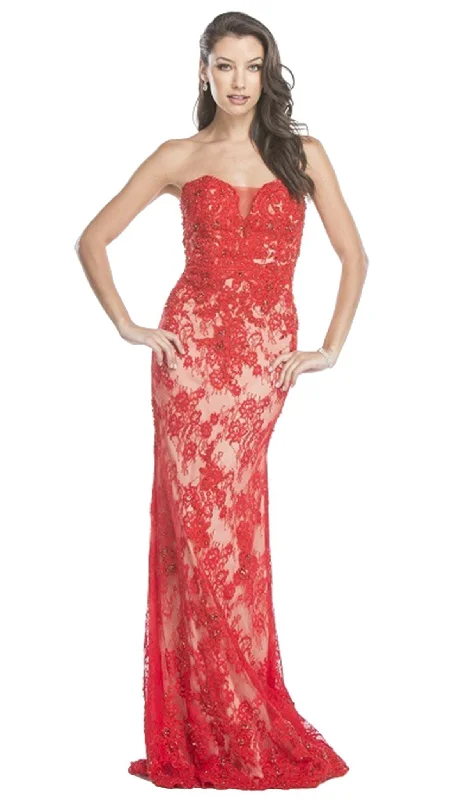 Trevi Collection - Floral Lace Sweetheart Fitted Evening Dress Tunics Cozy soft