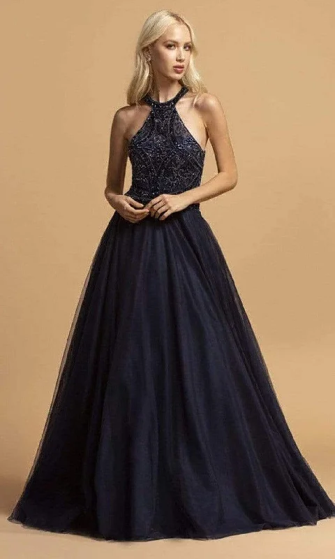 Trevi Collection - L2089 Halter Beaded Evening Dress Tunics Essential wardrobe