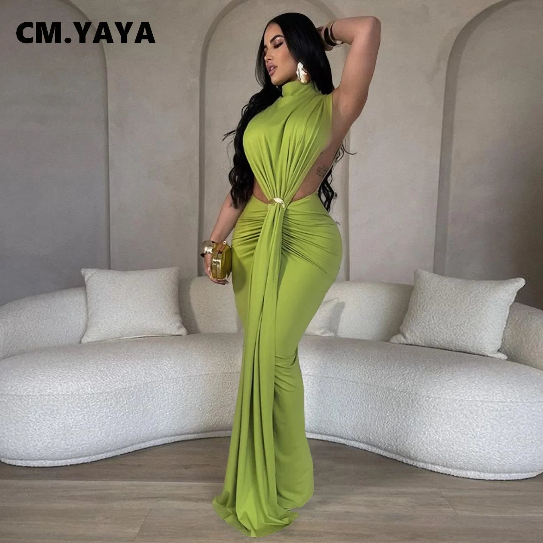 Women O-neck High Split Ruched Stacked Bodycon Midi Maxi Dre Evening Dress Tunics Essential wardrobe