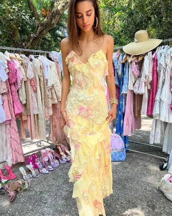 Yellow fashion elegant layered tulle long ball gown backless mermaid slim fit evening gown party dress gh2797 Tunics Brand named