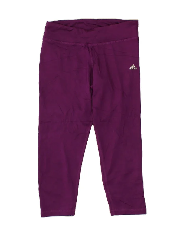 ADIDAS Womens Climalite Capri Leggings UK 8/10 Small Purple Polyester Trendy Cut-Out Activewear Leggings ADIDAS Womens Climalite Capri Leggings UK 8/10 Small Purple Polyester Trendy Cut-Out Activewear Leggings