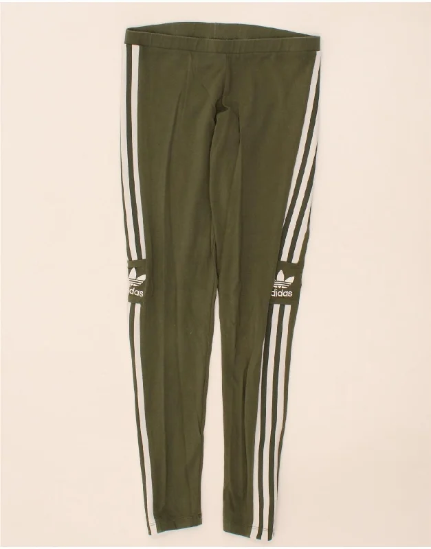 ADIDAS Womens Graphic Leggings UK 12 Medium Khaki Cotton Stylish Stretch-Waist Leggings ADIDAS Womens Graphic Leggings UK 12 Medium Khaki Cotton Stylish Stretch-Waist Leggings