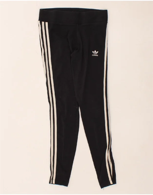 ADIDAS Womens Leggings UK 12 Medium Black Cotton Cozy Lounge Pants Leggings