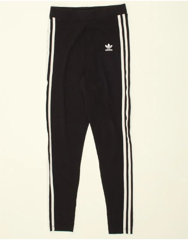 ADIDAS Womens Leggings UK 8 Small Black Fashionable Solid Color Tights