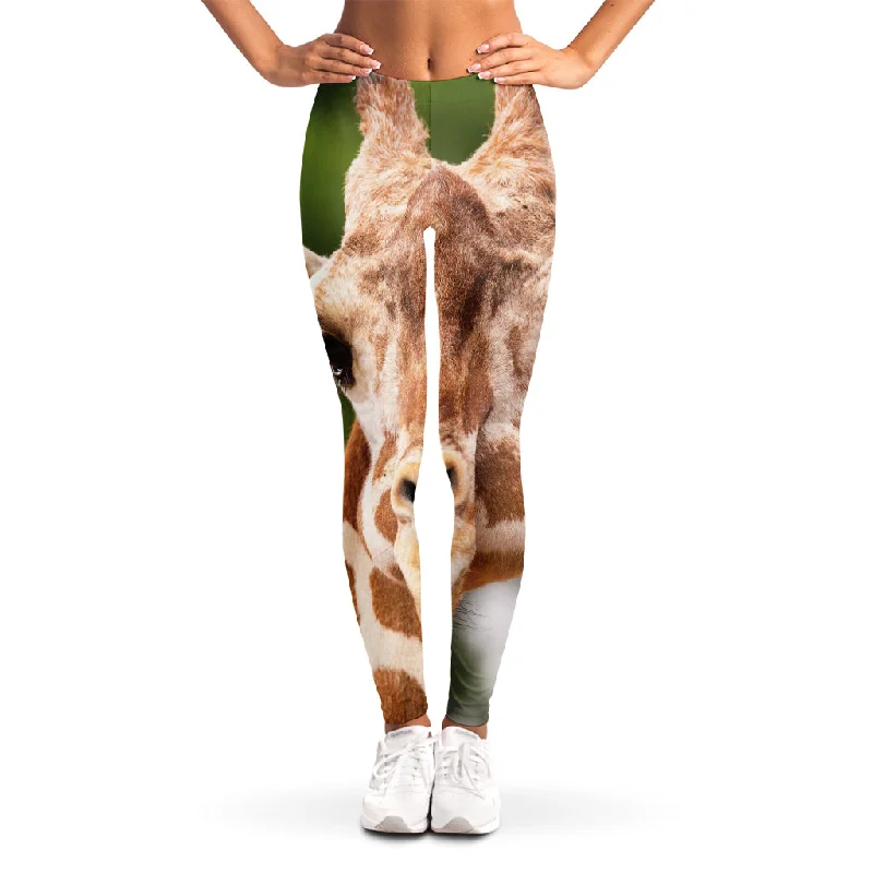 Funny Giraffe Print Women's Leggings Elegant Metallic Leggings