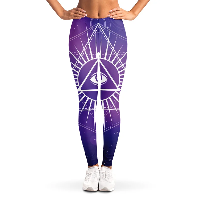 Galaxy Eye of Providence Print Women's Leggings Comfortable Workout Fitness Leggings Galaxy Eye of Providence Print Women's Leggings Comfortable Workout Fitness Leggings