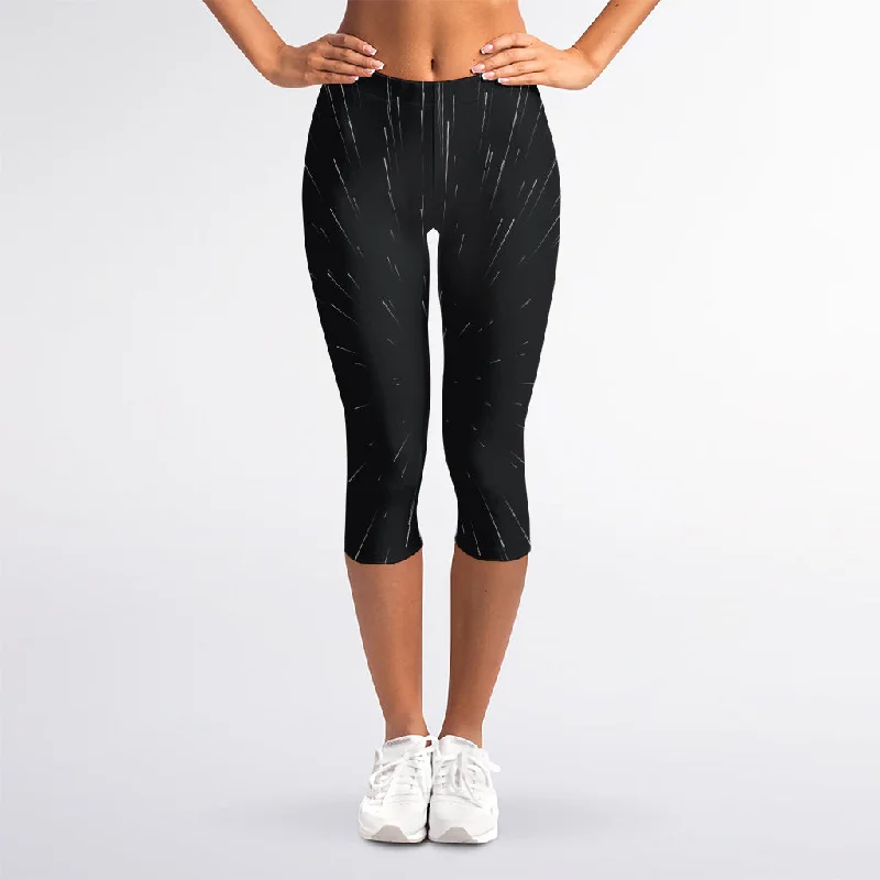 Galaxy Lightspeed Print Women's Capri Leggings Comfortable Stretch Leggings