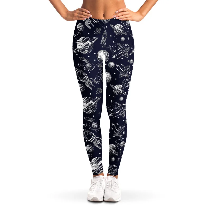 Galaxy UFO Pattern Print Women's Leggings Trendy Flared Leggings