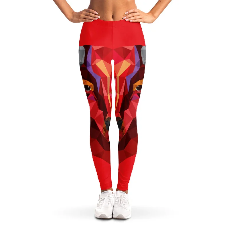 Geometric Bull Skull Print Women's Leggings Comfortable Athletic Tights