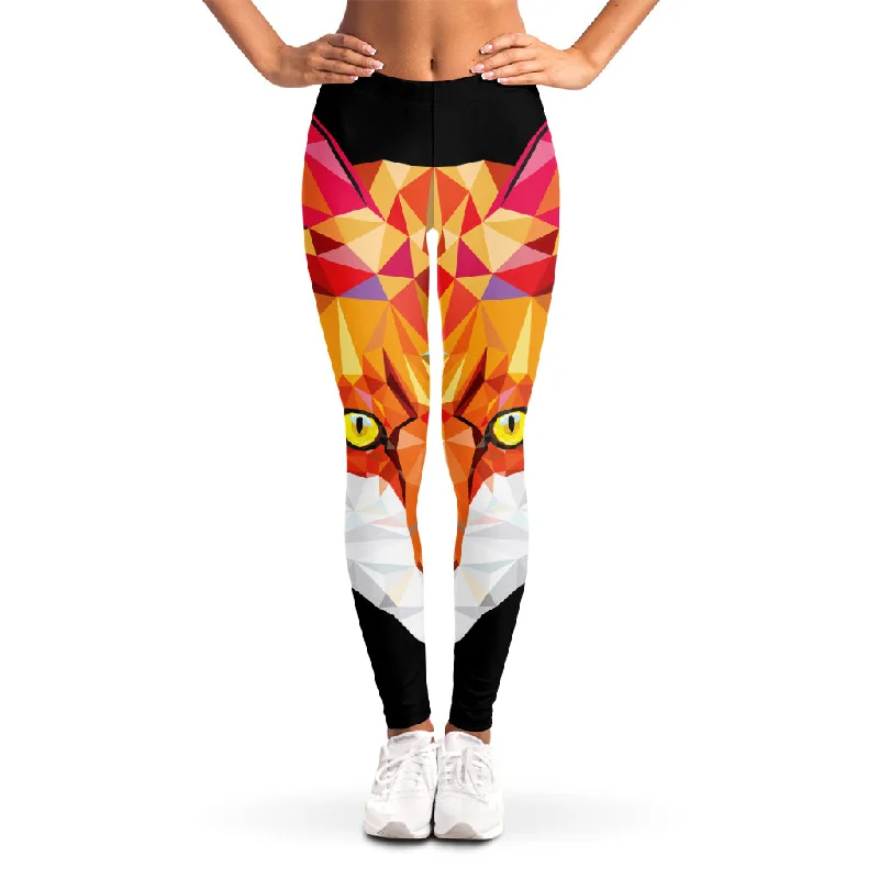 Geometric Fox Print Women's Leggings Fashionable Fitted Workout Leggings