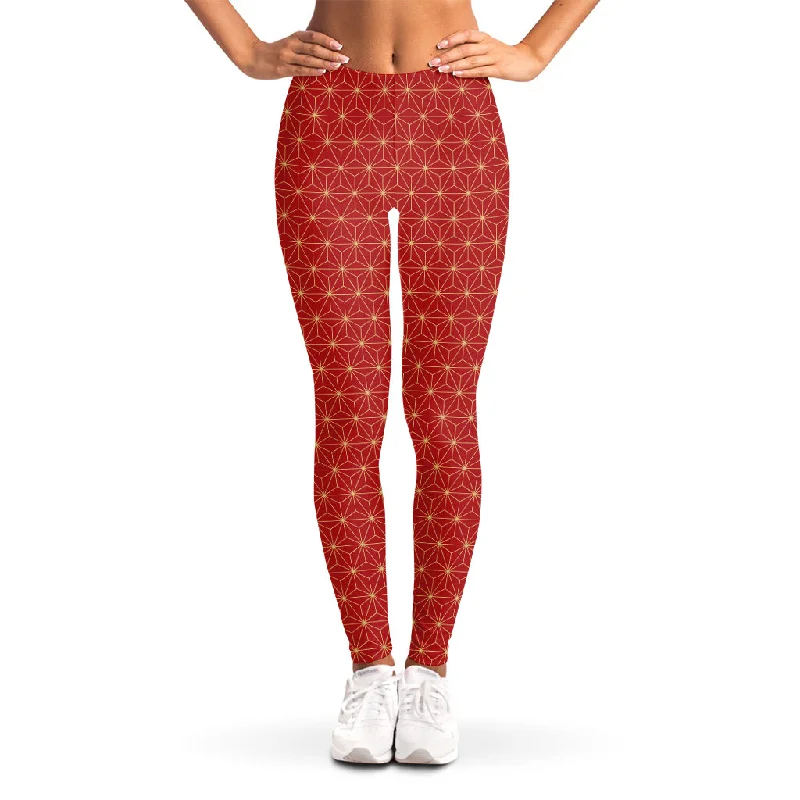 Geometric Japanese Floral Pattern Print Women's Leggings Stylish Sporty Performance Leggings Geometric Japanese Floral Pattern Print Women's Leggings Stylish Sporty Performance Leggings