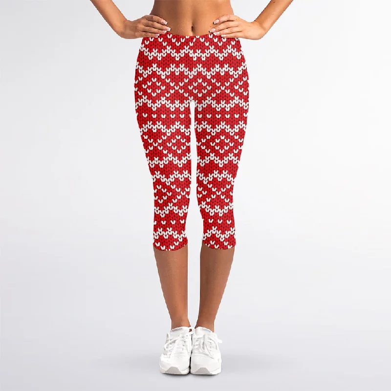 Geometric Knitted Pattern Print Women's Capri Leggings Fashionable Plus-Size Activewear Geometric Knitted Pattern Print Women's Capri Leggings Fashionable Plus-Size Activewear