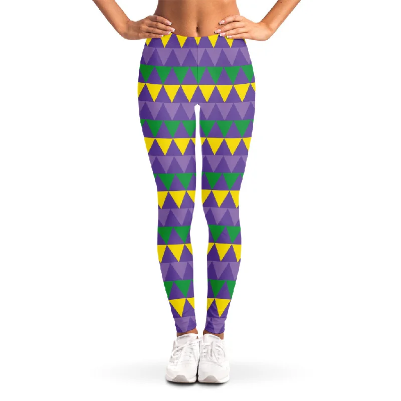 Geometric Mardi Gras Pattern Print Women's Leggings Trendy Fitness Leggings