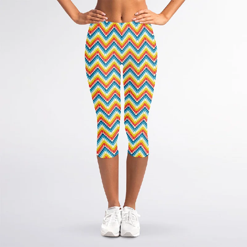 Geometric Native American Pattern Print Women's Capri Leggings Fashionable Sports Compression Leggings Geometric Native American Pattern Print Women's Capri Leggings Fashionable Sports Compression Leggings