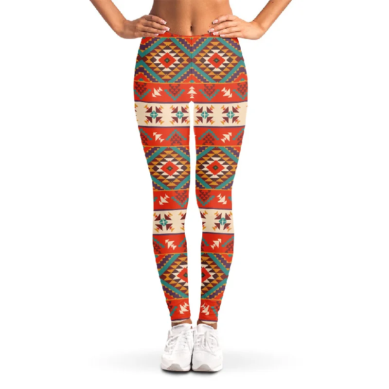 Geometric Native Navajo Print Women's Leggings Fashionable Solid Color Tights