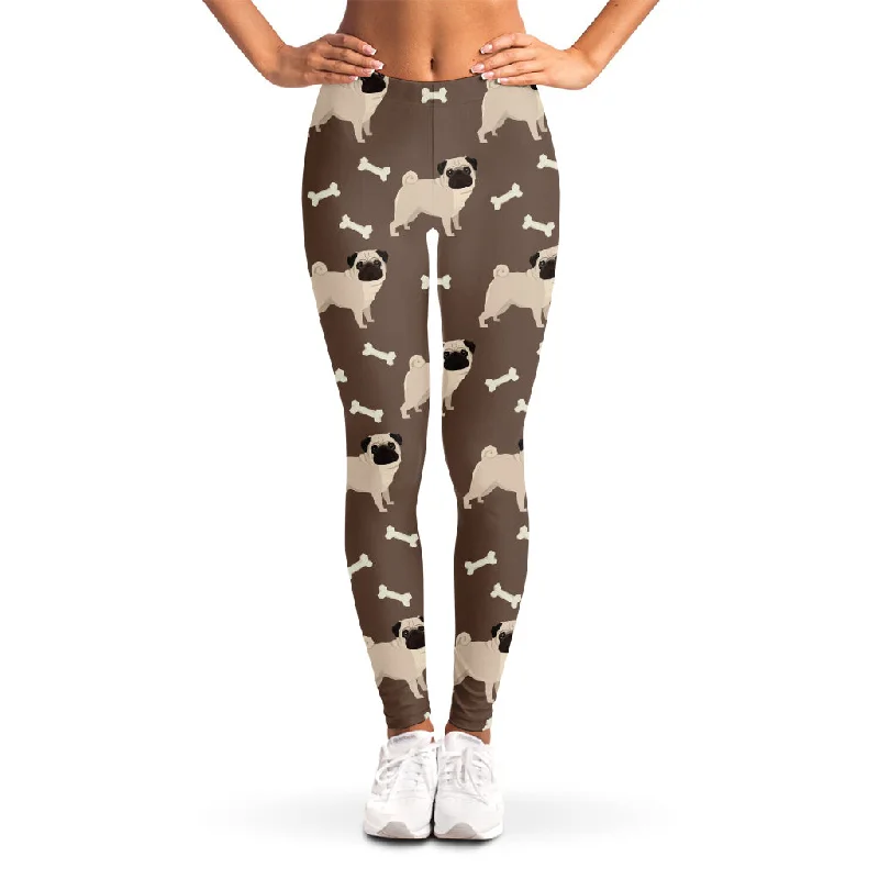 Geometric Pug Pattern Print Women's Leggings Fashionable High-Rise Workout Leggings