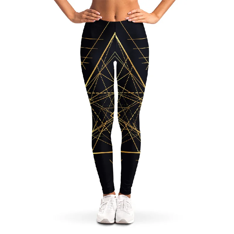 Geometric Pyramid Print Women's Leggings Elegant Textured Leggings
