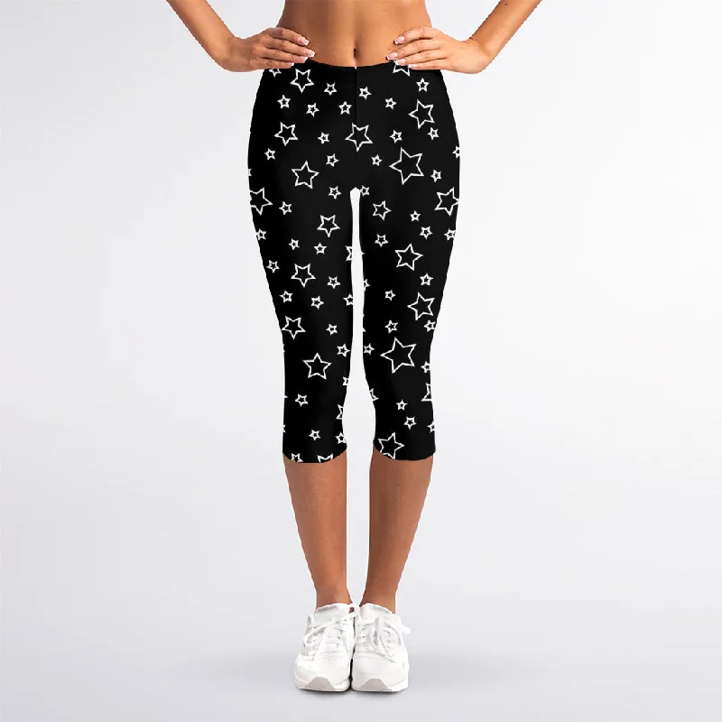 Geometric Star Pattern Print Women's Capri Leggings Fashionable Sports Leggings