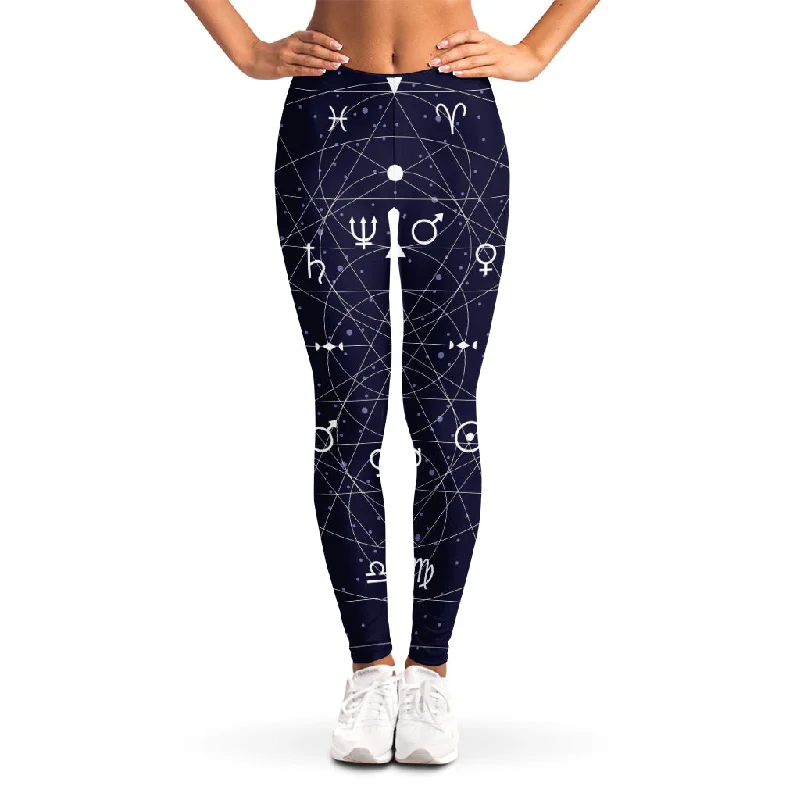 Geometric Zodiac Signs Print Women's Leggings Trendy High-Waist Tummy Control Leggings Geometric Zodiac Signs Print Women's Leggings Trendy High-Waist Tummy Control Leggings