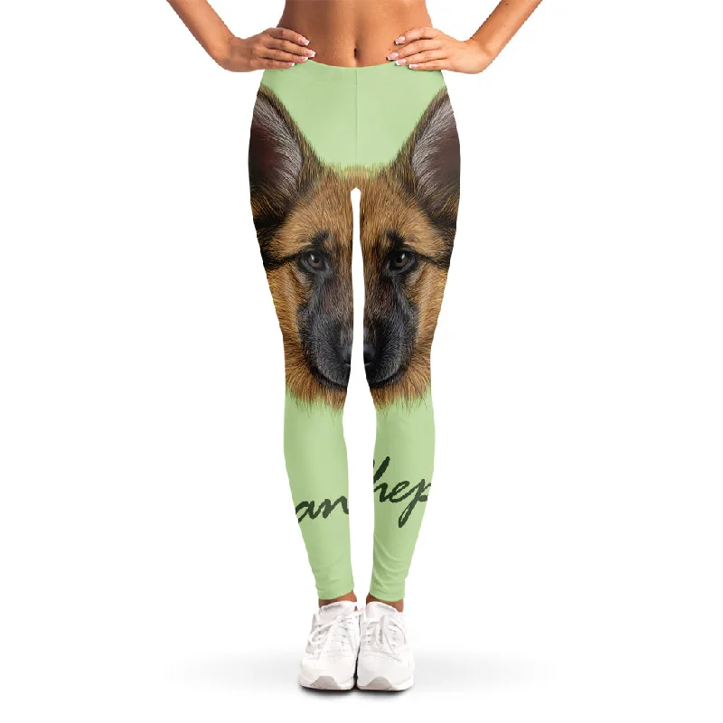 German Shepherd Dog Portrait Print Women's Leggings Fashionable Solid Color Tights