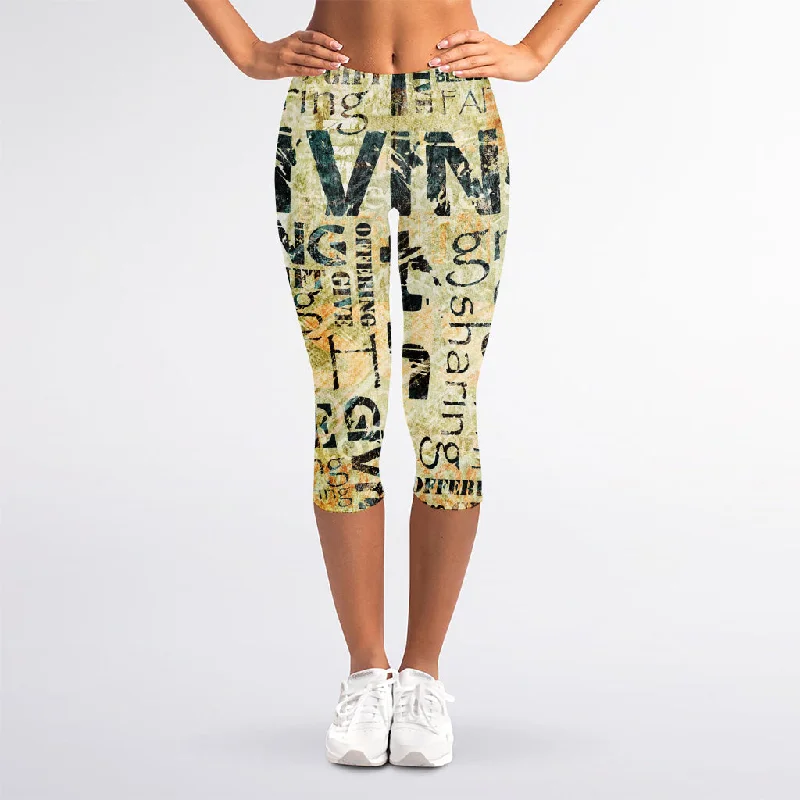 Giving And Tithing Religious Words Print Women's Capri Leggings Fashionable Lacy Detail Leggings Giving And Tithing Religious Words Print Women's Capri Leggings Fashionable Lacy Detail Leggings