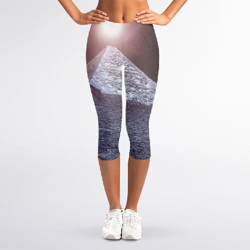 Giza Pyramid Print Women's Capri Leggings Cozy Bootcut Leggings